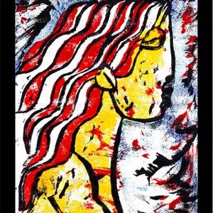 Canvas wall art BLOND IN RED ready to hang canvas